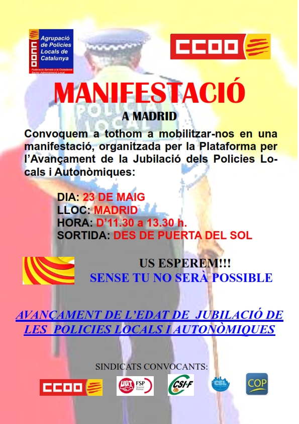 Informació sobre la manifestació del proper dia 23 de maig a Madrid