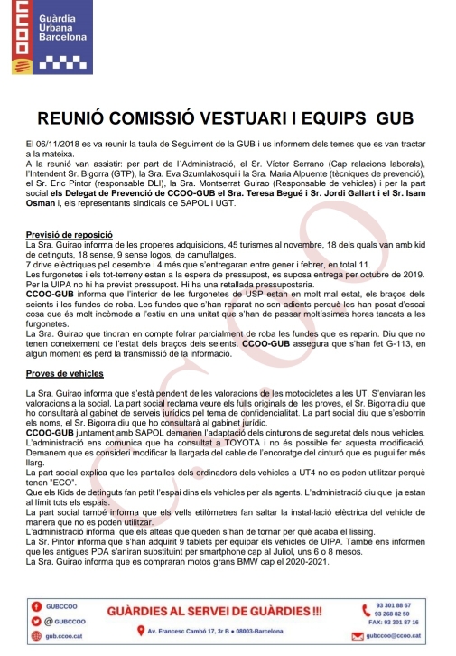 REUNIÓ COMISSIÓ DE VESTUARI I EQUIPS GUB